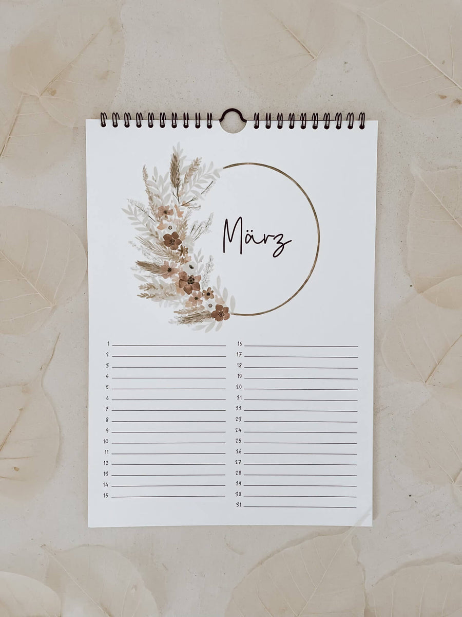 Wiederkehrender Kalender mit floralen Motiven – Maribe Creations