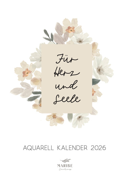 Aquarellkalender für Herz und Seele 2026 in DIN A3