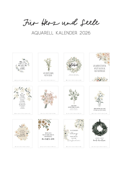 Aquarellkalender für Herz und Seele 2026 in DIN A3