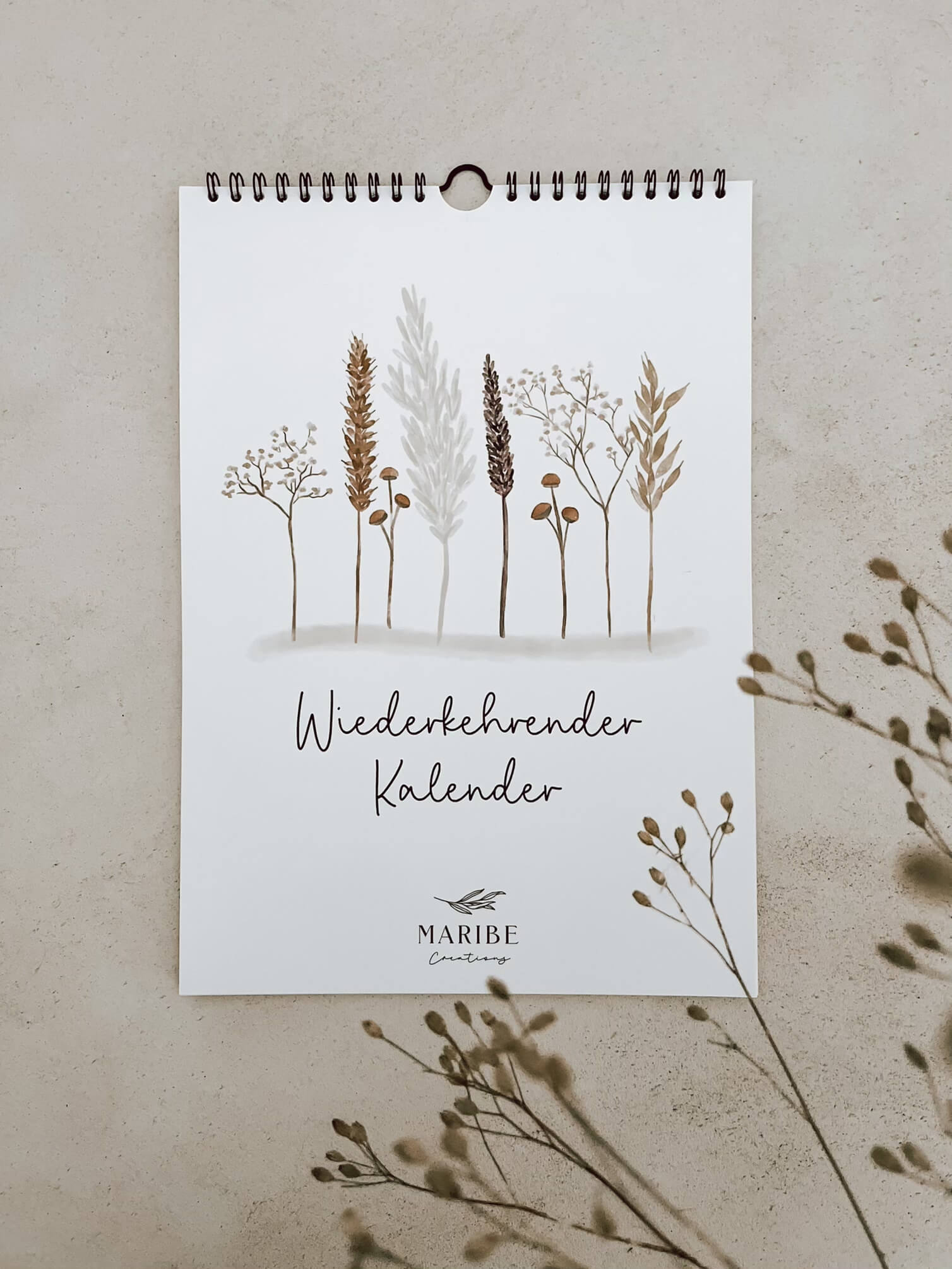 Wiederkehrender Kalender mit floralen Motiven
